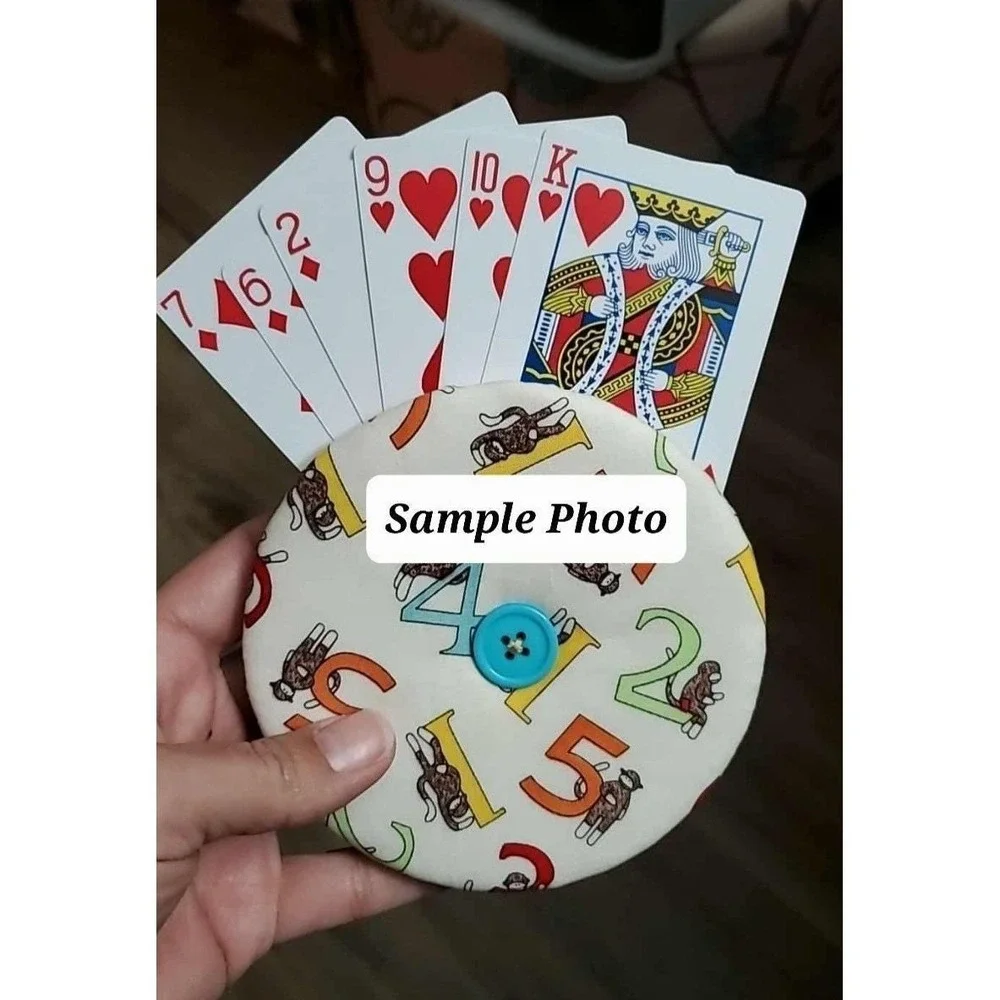 Fabric Playing Card Holder Helping Hands Lot Of 2 + Cards, Mario Bros / Pokemon